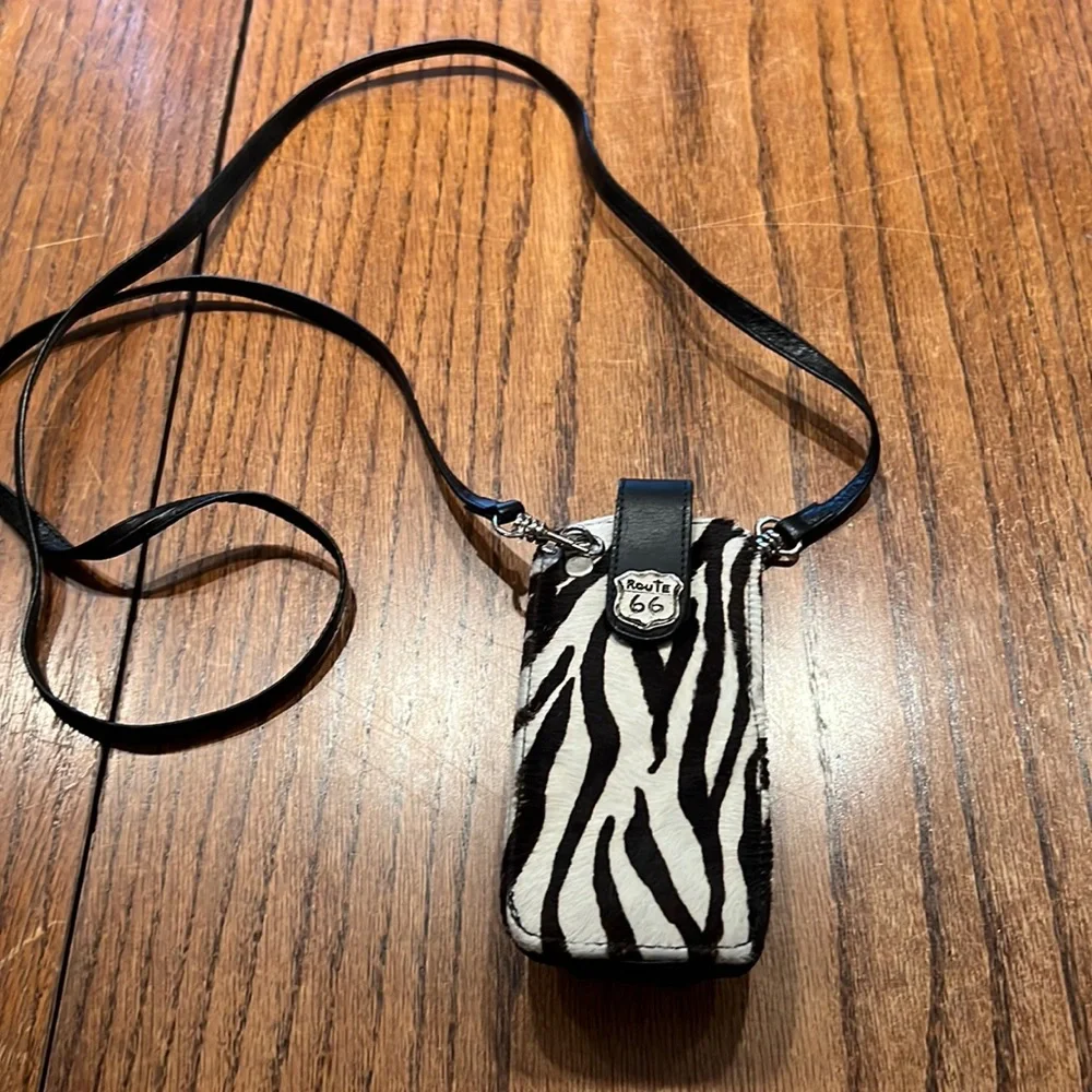 Donald Pliner Small Zebra Print Calf Hair & Leather Crossbody With Belt Clip